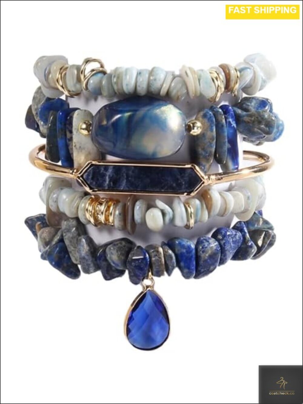 Natural Stone Beaded Stretch Bracelet Set Boho Stackable Bangle